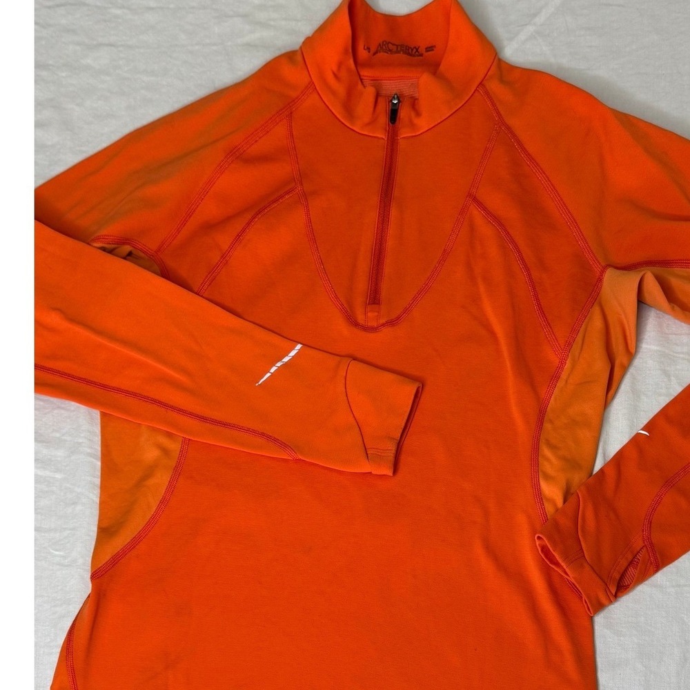 Arc'teryx Women's Orange 1/4 Zip Performance Base Layer Top Size L